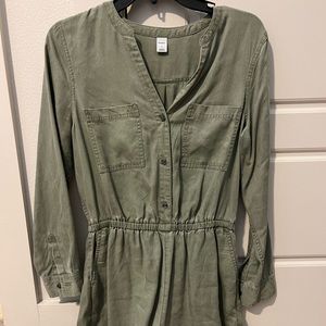 Green long sleeve Denim romper